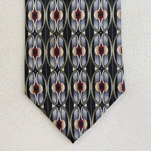 Vintage Geometric Art Tie 1970s Silk Necktie Made in USA Tessellation Pattern